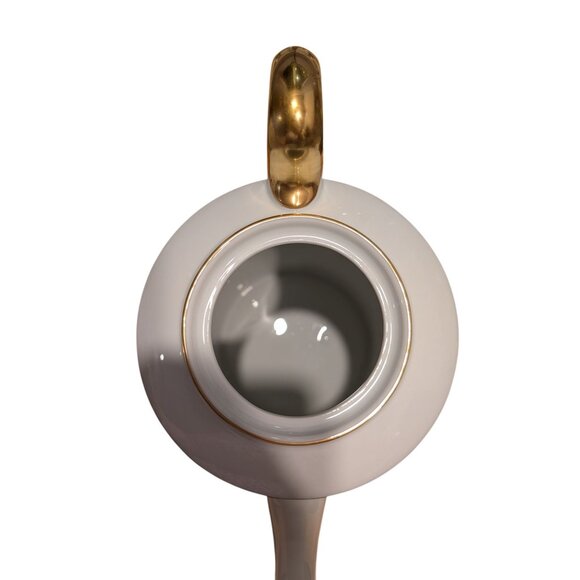 Fitz and Floyd Palais White Porcelain Coffee Pot Lid 6 Cup Gold Trim - Picture 15 of 15